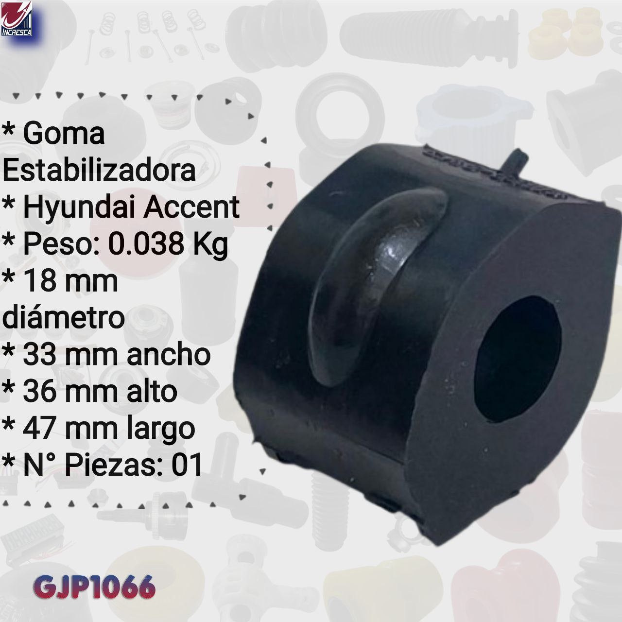 GOMA BARRA ESTABILIZADORA TRASERA GJP1066 Hyundai Accent Dodge Brisa