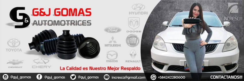 CRECE CON INCRESCA Y GOMAS AUTOMOTRICES G&J, EL MEJOR LUGAR PARA COMPRAR (AL MAYOR Y AL DETAL) LAS GOMAS PARA EL TREN DELANTERO DE TU VEHÍCULO. SOMOS FABRICANTES CON GARANTÍA CERTIFICADA LTD.