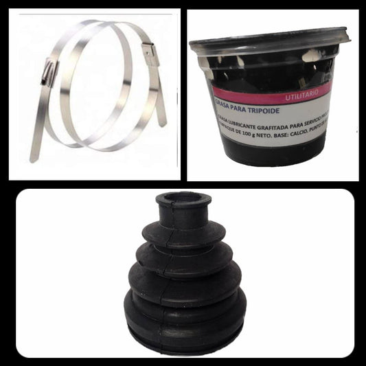 KIT: GUARDAPOLVO TRICETA + TIRRAJE + GRASA KGJ005. TOYOTA: Corolla, Tucson, Baby Camry; CHEVROLET: Optra; CHERY: Orinoco.