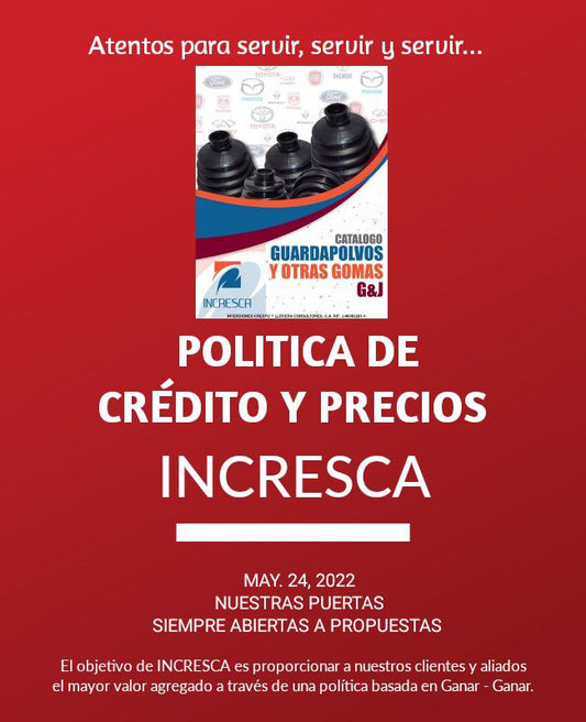 INCRESCA: POLITICAS DE VENTA, CRÉDITOS, PRECIOS Y COBRANZA