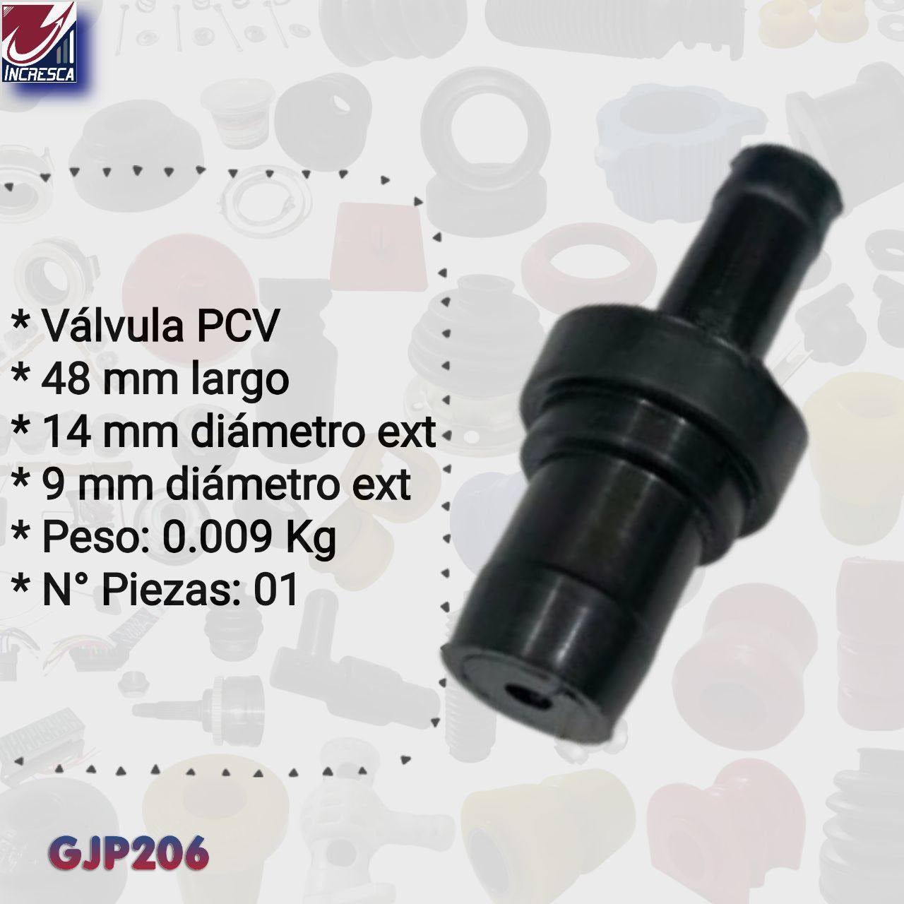 VALVULA PCV GJP206 Chevrolet Prizm Nissan Sentra Mitsubishi Mirage Toyota Corolla Tercel Honda Accord Civic