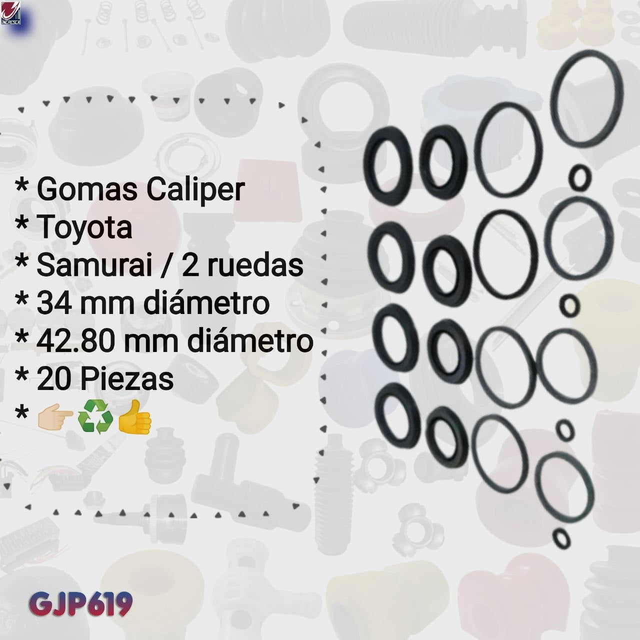 KIT CALIPER GJP619 Toyota Samurai 20 piezas. Dos ruedas. 42.80 mm
