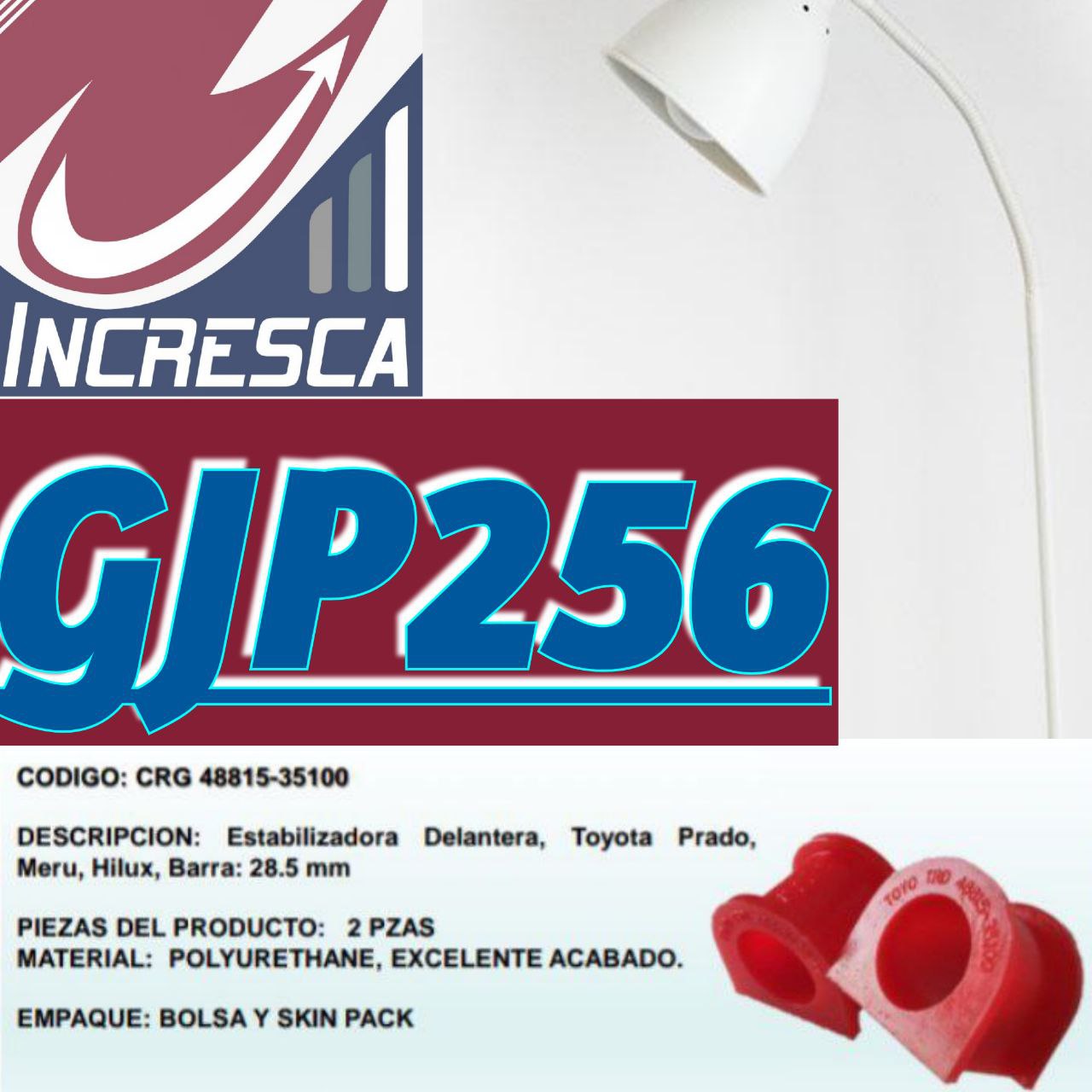 KIT GOMA ESTABILIZADORA DELANTERO GJP256 / EST-48815/35100. TOYOTA: Prado, Merú, Hilux y más.